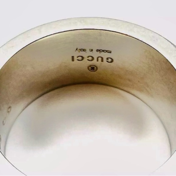 Gucci G cut Logo 925 Stamp Sterling Silver Unisex Ring Size 10 US 5 - Picture 5 of 7